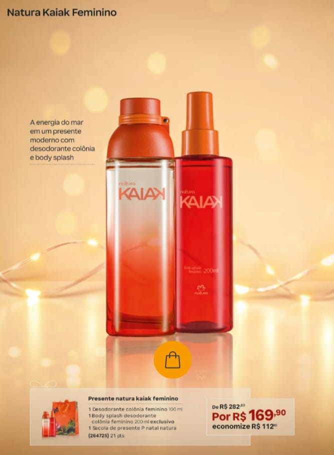 Arte promocional do Kit presente Natura Kaiak Feminino